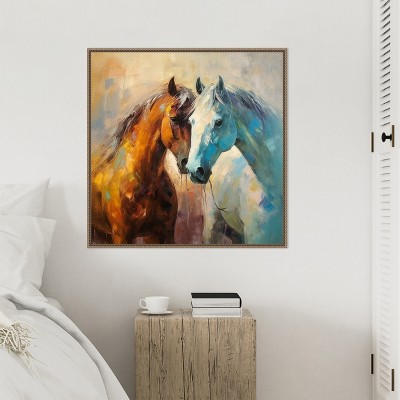 30 x 30 Bronze Framed Abstract Horse Canvas Print