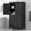 MAYEERTY Bathroom Cabinet 2 Doors Drawers Adjustable Shelf MDF Black - 2 of 4