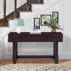 Gulches 52 inch Sofa Table with Storage Drawers Mid Century Farmhouse Fluted Console Table with Solid Wood Legs Entryway Table Espresso - 2 of 4