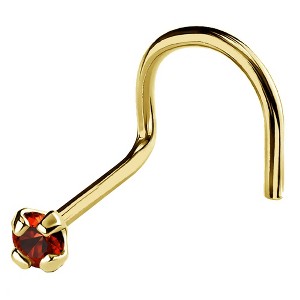 Jewelry Avalanche 22G 14K Gold Nose Screw Nose Stud with Garnet Gemstone - 1 of 2