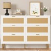 Natural Rattan 6-Drawer Dresser with Gold Legs - Wide Double Dresser with Anti-Tip for Bedroom - 3 of 4