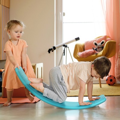 Qaba Kids 32" Balance Board, Wobble Board for Kids / Toddlers, Curvy Rocker Board, Preschool Learning Montessori Waldorf Toy, Blue