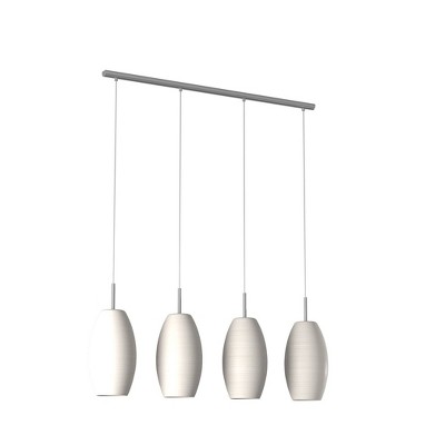 Elegant Batista Matte Nickel 4-Light Island Pendant with Hand-Made Glass