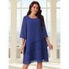 INSPIRE CHIC Women's Round Neck Semi Sheer 3/4 Bell Sleeve Asymmetrical Layered Tiered Midi Dress - 3 of 4