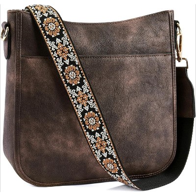 Crossbody Bags for Women Trendy Vegan Leather Hobo Purses Shoulder Handbags With Wide Shoulder Strap