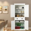 Tangkula Kitchen Cabinet Pantry Cupboard Freestanding W/Adjustable Shelves White - 3 of 4