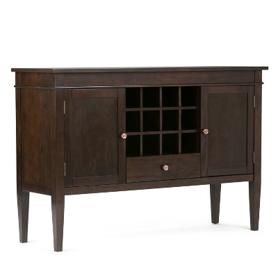 54" Sterling Solid Wood Sideboard Buffet and Wine Rack Tobacco Brown - WyndenHall