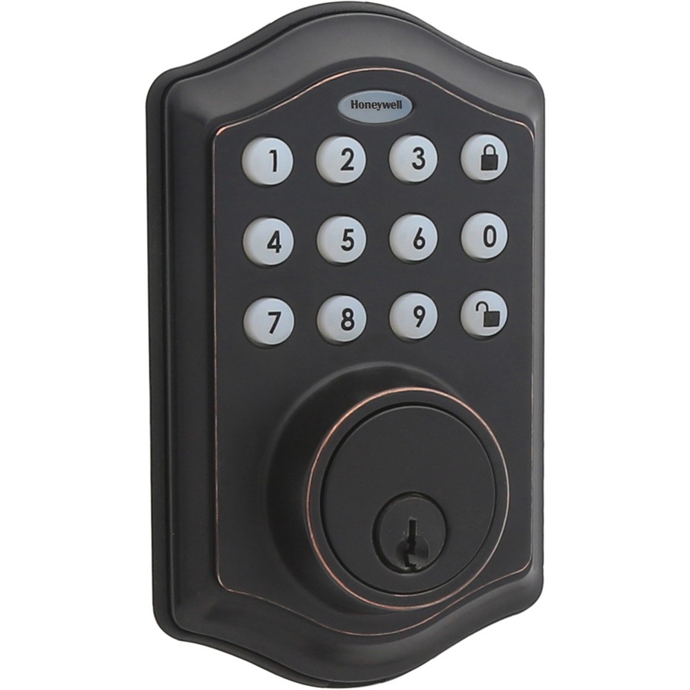 Honeywell Electronic Deadbolt- Oil Rubbed Bronze: Smartlock Door Security, Single Cylinder, Electric Power, Espresso Finish
