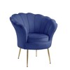 Velvet Barrel Accent Chair with Scalloped Back, Channel Tufting and Metal Legs for Living Room - 2 of 4