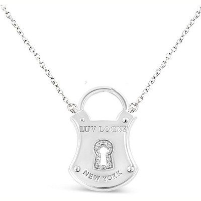 Haus of Brilliance Silver 1/10 Cttw Diamond Lock Pendant Necklace