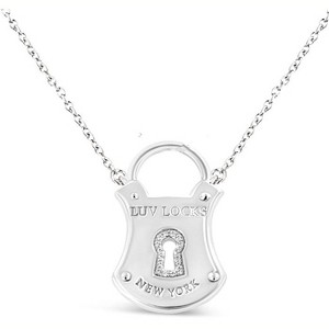 Haus of Brilliance Silver 1/10 Cttw Diamond Lock Pendant Necklace - 1 of 4