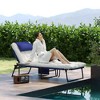 Resenkos Folding Chaise Lounge Pool Chair With 4-Level Reclining Back, Cushion, Side Pocket, Headrest, Blue - 3 of 4