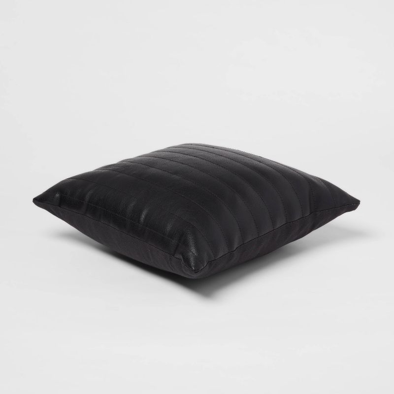 Square Faux Leather Channel Stitch Decorative Throw Pillow - Threshold™, 4 of 6