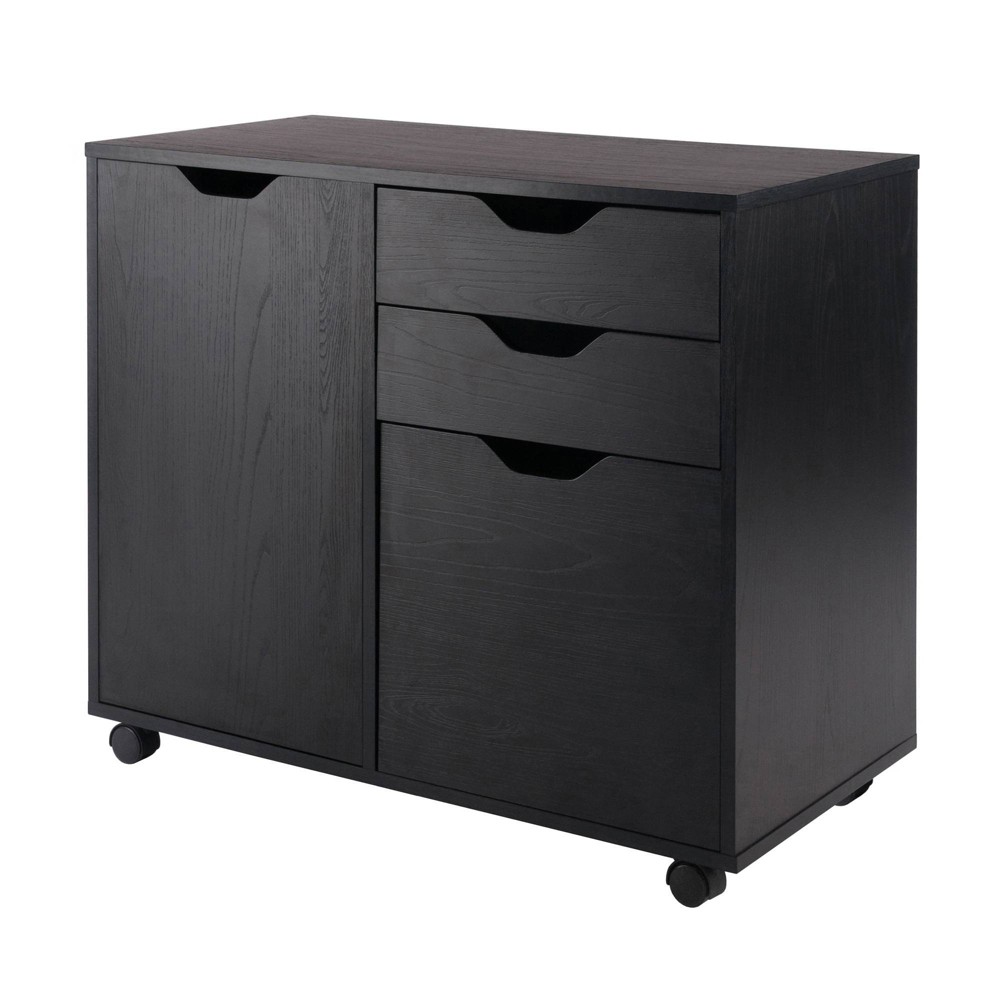 Photos - File Folder / Lever Arch File Halifax 2 Sections Mobile Filing Cabinet Black - Winsome
