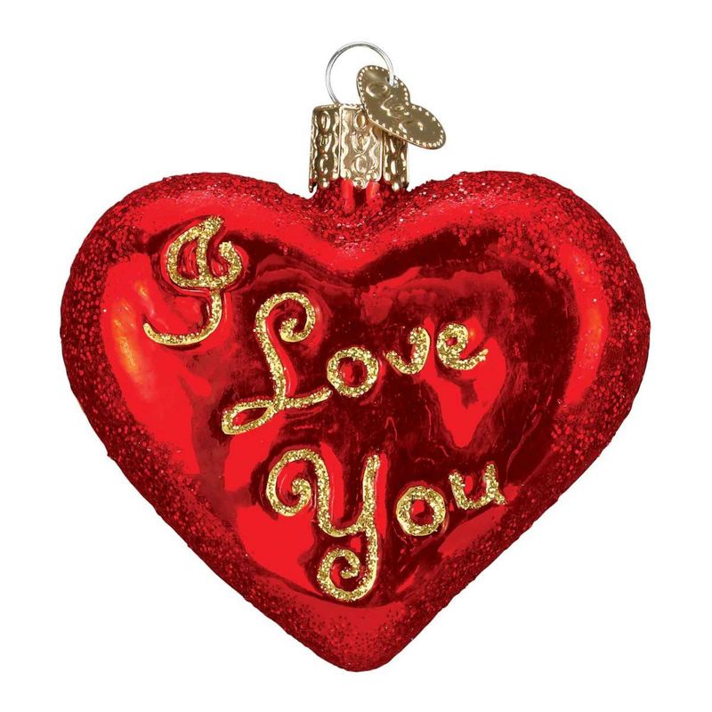 Old World Christmas 2.25 In I Love You Heart Ornament Valentines Red Tree Ornaments, 1 of 4