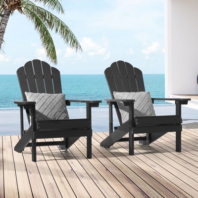Sonkuki 2-Pack Faux Wood Adirondack Chair with High Back and Wide Seat