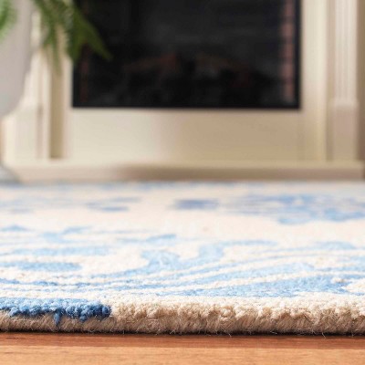 Beige and Blue Hand-Tufted Wool Rectangular Area Rug