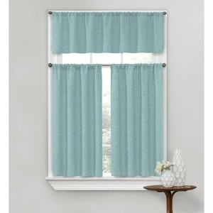 Kate Aurora Complete Textured 3 Piece Cafe Kitchen Curtain Tier & Valance Set - 1 of 1