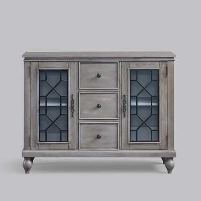 Antique White Wood 45 in. Kitchen Sideboard Buffet with 3 Storage Drawer Dining Room Cabinet Serving Wine Cupboard