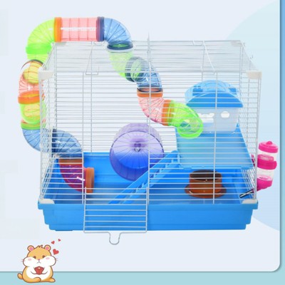 FURNIinspire 2-Tier Hamster Cage with Wheel and Water Bottle,19"*11.75"*14.5"