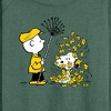 Women's - Peanuts - Charlie Brown Snoopy Fall Leaves Lightweight French Terry Wide Neck Long Sleeve Shirt - 2 of 4