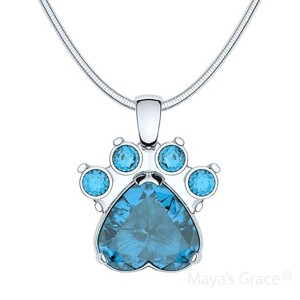 Maya's Grace Birthstone Paw Print Pendant Necklace, Rhinestone Gemstone, Pendant Necklace for Women - 1 of 4