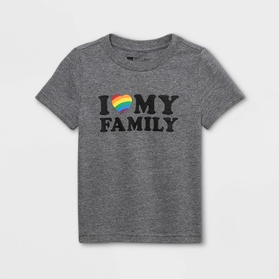 Pride Gender Inclusive Toddler's 'I Heart My Family' Short Sleeve Graphic T-Shirt - Gray 2T