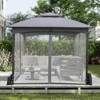 Costway 10 X 10/12 FT Patio Gazebo with Netting Walls 4 Sandbags Zippered Doors Outdoor Gray/Beige - 4 of 4