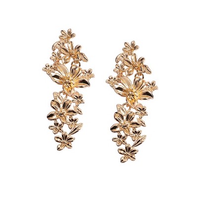 SOHI Women's Metallic Flora Drop Earrings