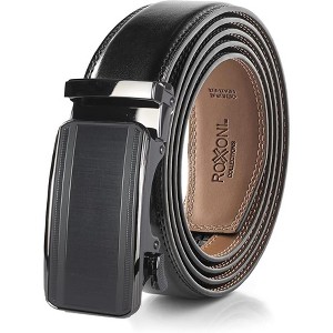 Roxoni Men's Genuine Leather Ratchet Dress Belt with Automatic Double Gloss Buckle, Enclosed in an Elegant Gift Box - 1 of 4