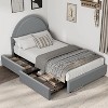 Boucle Upholstered Platform Bed Frame with Round Headboard, Storage Drawers, Heavy-Duty Noise-Free Support, No Box Spring Needed, White - 3 of 4