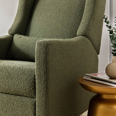 Eco-Friendly Olive Boucle Swivel Recliner with USB Port