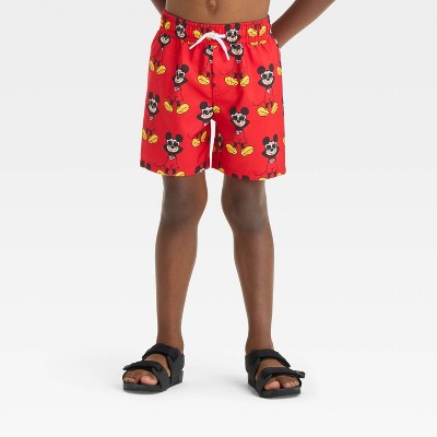 Toddler Boys' Mickey Mouse Swim Shorts - Red 2T