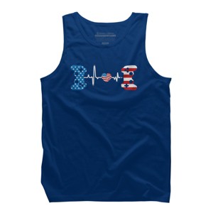 Men's Design By Humans July 4th Flag Heartbeat Video Gamer By Ujangkasep Tank Top - 1 of 2
