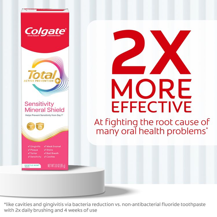 Colgate Total Active Prevention Sensitivity Mineral Shield Mint Toothpaste - Gentle Mint - 3oz, 3 of 15