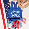 Simply Sage Market Women's Stars and Stripes Slanted Cursive Puff Racerback Tank - 3 of 4