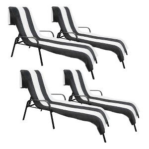 Cabana Striped Cotton Standard Size Towel/ Chaise Lounge Chair Cover Set by Blue Nile Mills - 1 of 4
