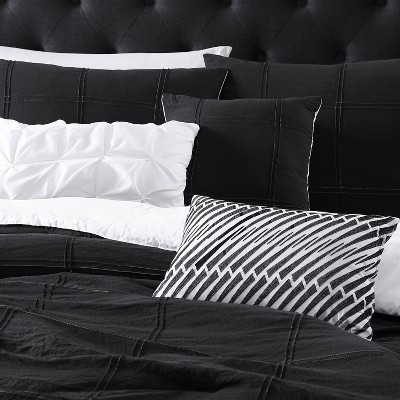 King Black and White Microfiber Reversible Comforter Set