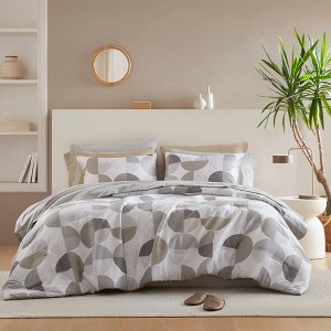 9Pcs BIAB Geometric Print Comforter Set, Premium Touch Contemporary Style All Season Bedding Set with Matching Shams and Sheets - 1 of 4