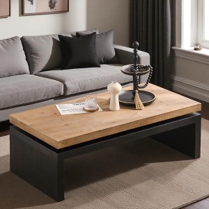 Mshliw Wood Coffee Table with Rectangular Floating Top Design, Dining Table, Sofa Table, Center Table for Living Room, 47.6'' x 23.6'' x 16.3'' - 1 of 4