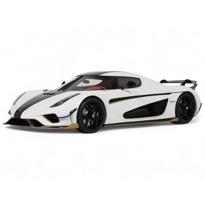 2023 Koenigsegg Regera White with Black Stripes 1/18 Model Car by GT Spirit - 1 of 4