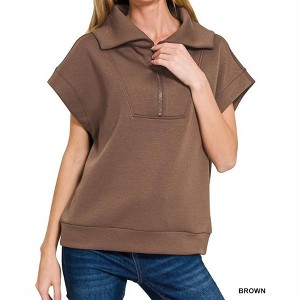 Women's Naomi Scuba Half Zip - ZENANA - 1 of 2