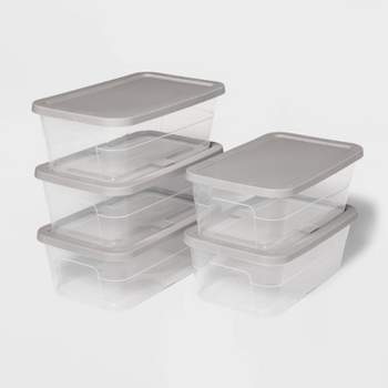 Iris 40qt Stack & Pull Clear Storage Boxes With Gray Lid 5pk