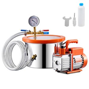 VEVOR 1.5 Gallon Vacuum Chamber and 3.5 CFM Pump Kit, Stainless Steel Chamber, Single Stage Vacuum Pump Degassing Chamber Kit, Silver - 1 of 4