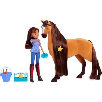 Just Play Spirit Riding Free, Deluxe 14 Inch Spirit Horse and 11.5 Inch Lucky Doll Set with Accessories