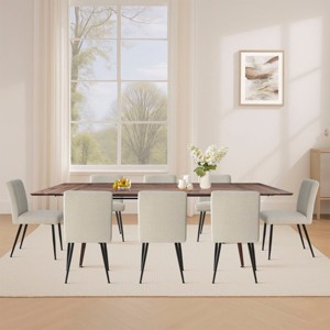 9-Piece Walnut Dining Set,95" L Rectangular Extendable Dining Table with 8 Upholstered Linen Dining Chair for Dining Room,Farmhouse-Tanpinhause - 1 of 4