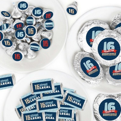 Big Dot of Happiness Boy 16th Birthday - Sweet Sixteen Birthday Party Candy Favor Sticker Kit - 304 Pieces