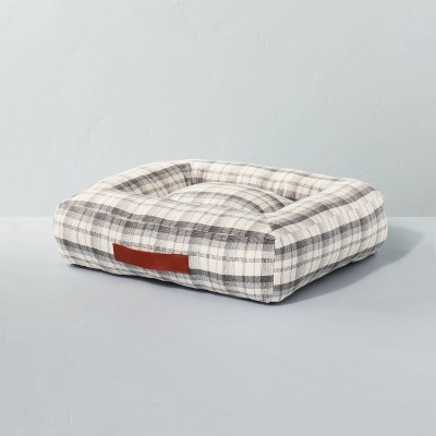 Small Neutral Plaid Pet Bed Gray/Cream - Hearth & Hand™ with Magnolia