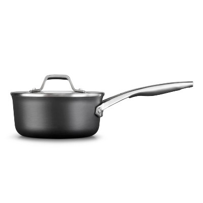 Calphalon Premier Nonstick with MineralShield 1.5qt Sauce Pan with Lid: Hard Anodized, Tempered Glass, Dishwasher-Safe