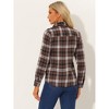 Allegra K Women Check Roll Up Sleeves Flap Pockets Brushed Shirt - 4 of 4